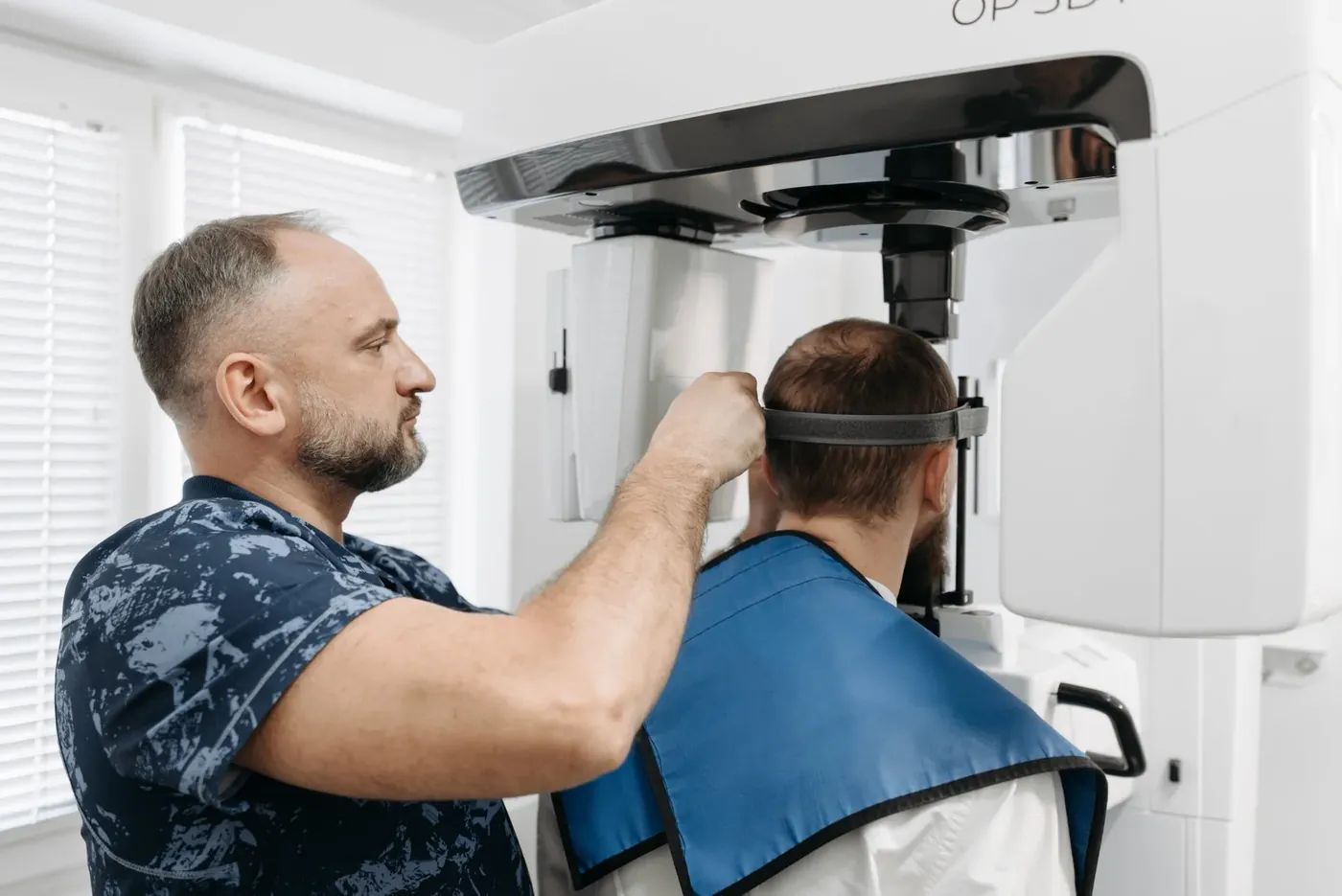 Patient getting a digital panoramic X-ray